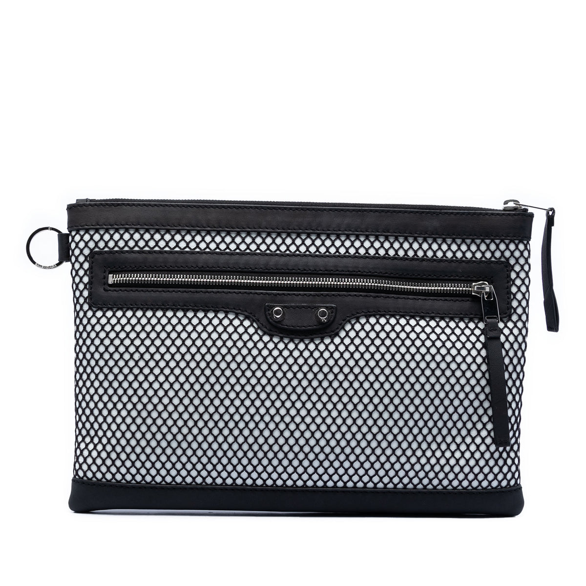 Sac Balenciaga Cuir d’agneau and Mesh Motocross Classic Clip Pochette M - Noir