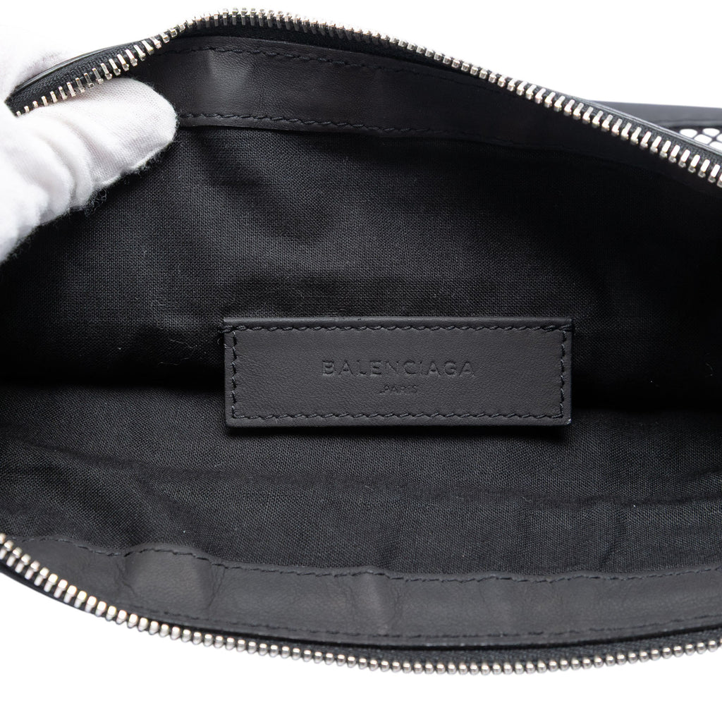 Sac Balenciaga Cuir d’agneau and Mesh Motocross Classic Clip Pochette M – photo 5