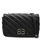 Sac Balenciaga Embossed Cuir Allover Logo BB Portefeuille chaîne - Noir