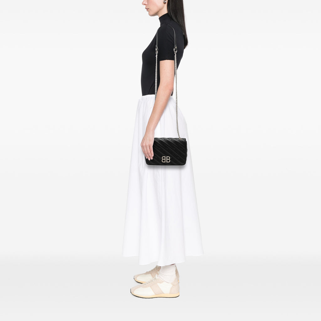 Sac Balenciaga Embossed Cuir Allover Logo BB Portefeuille chaîne – photo 8