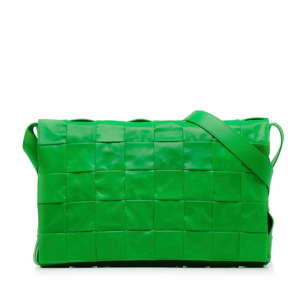 Sac Bottega Veneta Maxi Paper Cuir de veau Intrecciato Cassette Bandoulière - Vert