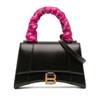 Sac Balenciaga Small Shiny Box Cuir de veau Hourglass Poignée supérieure Bag - Noir
