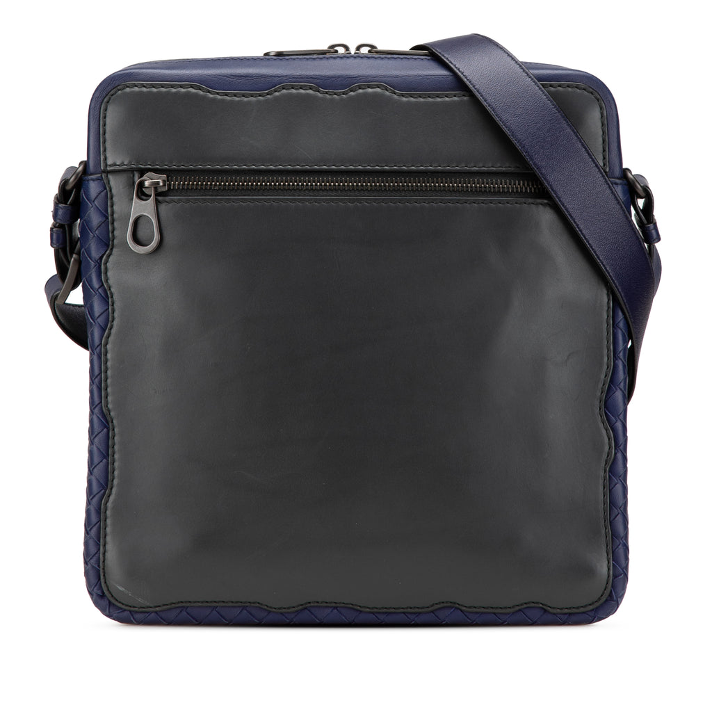 Sac Bottega Veneta Intrecciato Trimmed Cuir Bandoulière - Noir