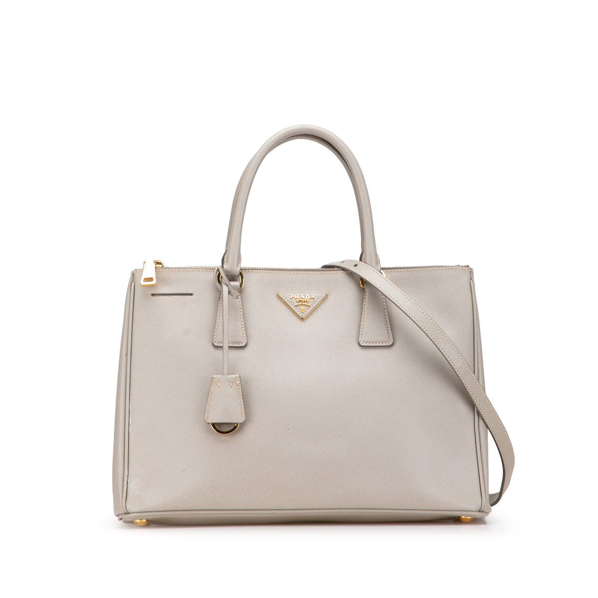 Sac Prada Medium Saffiano Lux Galleria Double Zip Sac à main - Gris
