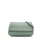 Sac Bottega Veneta Mini Nappa Intrecciato Expandable Chaîne Flap Bandoulière - Vert