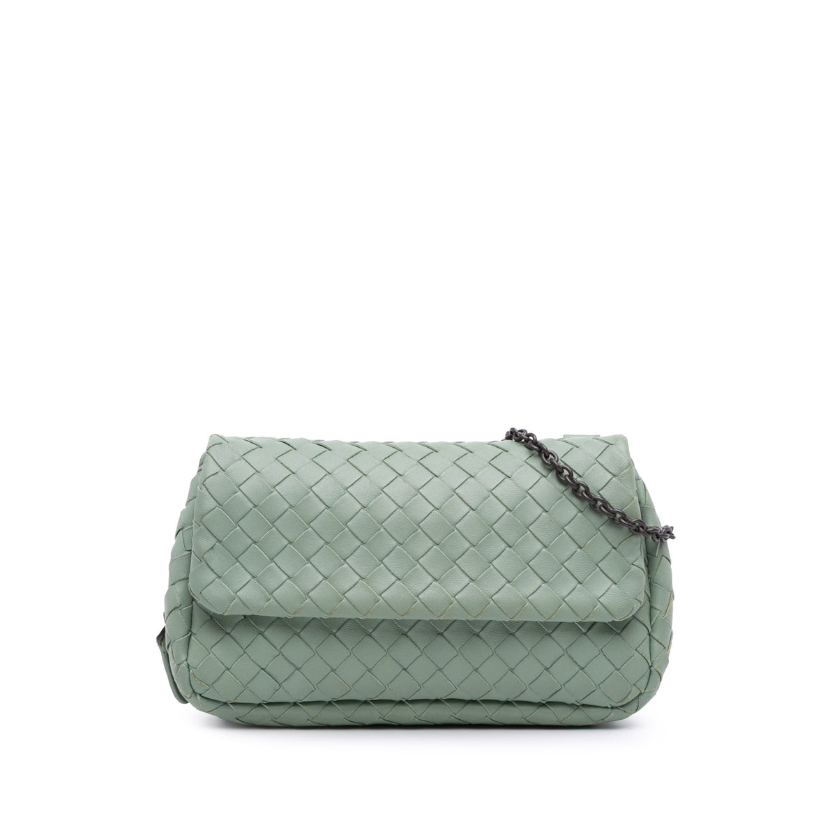 Sac Bottega Veneta Mini Nappa Intrecciato Expandable Chaîne Flap Bandoulière - Vert