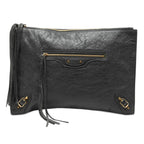 Sac Balenciaga Cuir d’agneau Motocross Classic Zip Around Flat Pochette - Gris