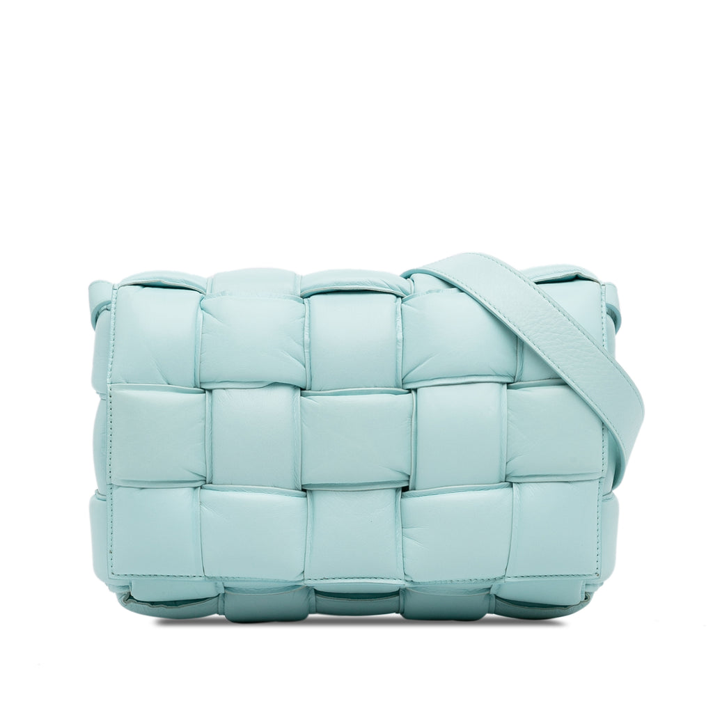 Sac Bottega Veneta Nappa Intrecciato Padded Cassette Bandoulière - Bleu