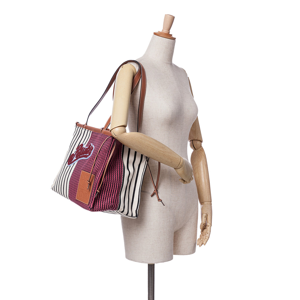Sac Loewe Paulas Ibiza Large Toile Stripes Cushion Cabas – photo 10