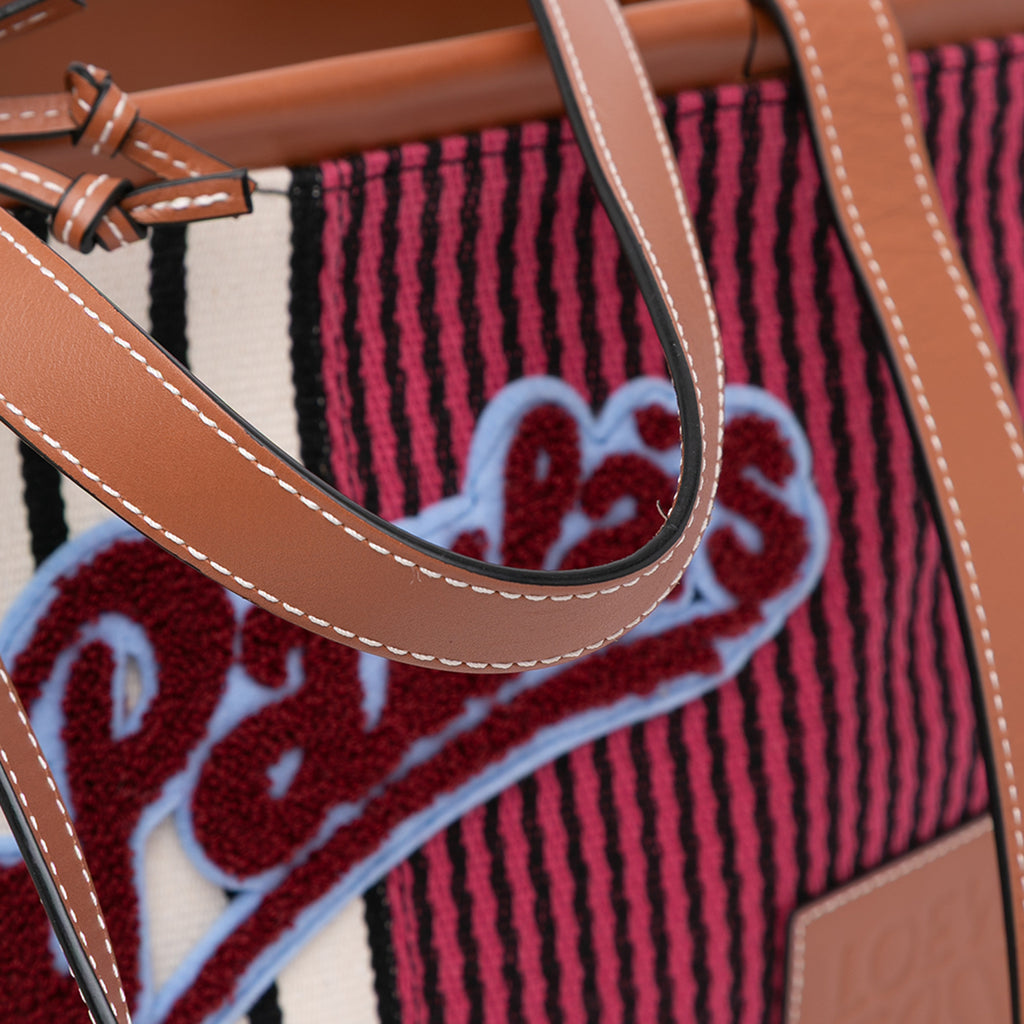 Sac Loewe Paulas Ibiza Large Toile Stripes Cushion Cabas – photo 7
