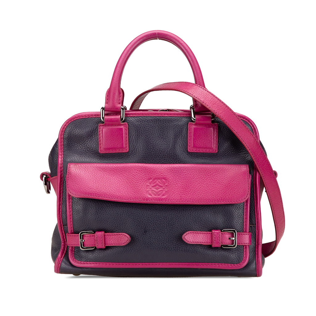Sac Loewe Bicolore Grained Cuir de veau Cruz Sac à main - Bleu