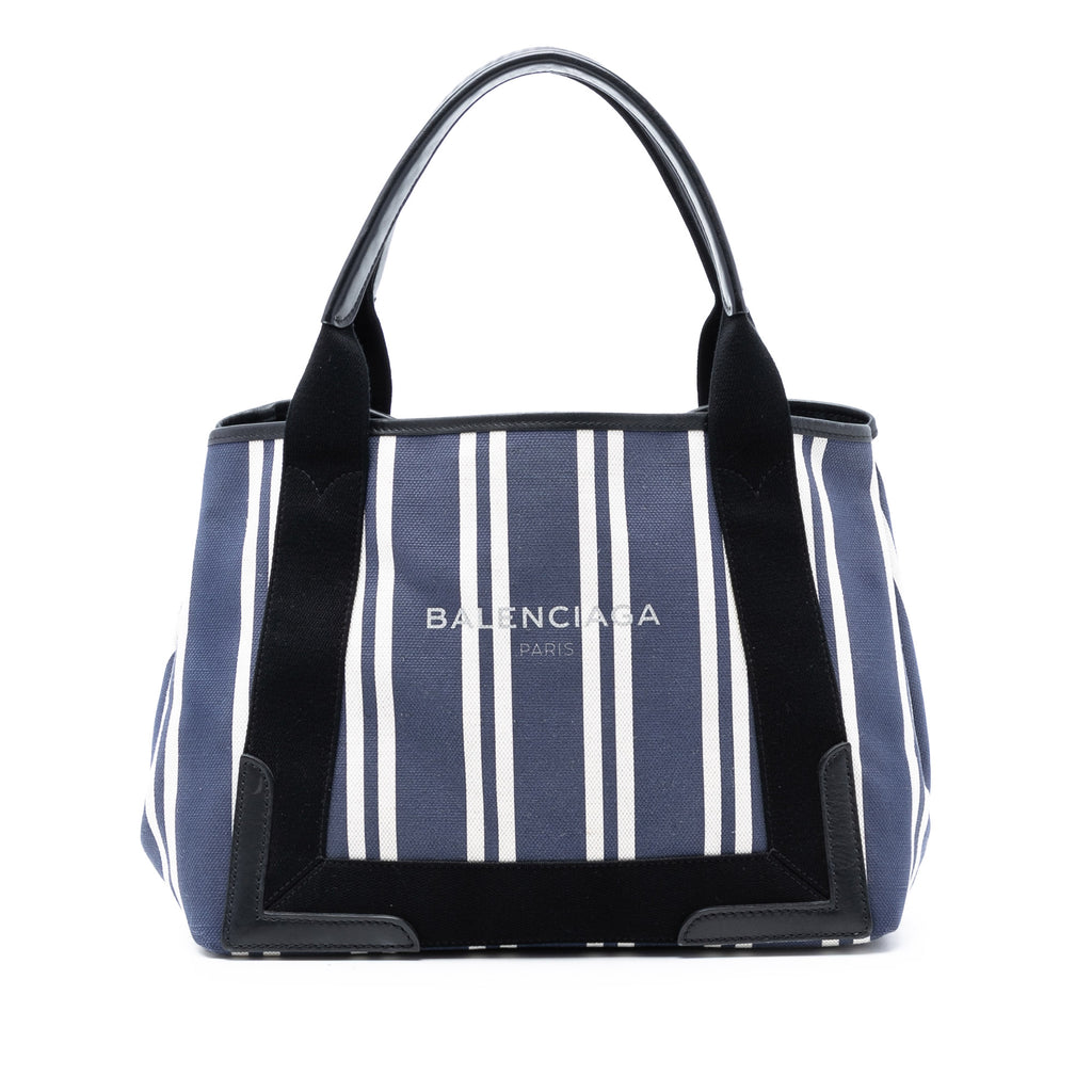 Sac Balenciaga Toile Striped Navy Cabas S - Bleu