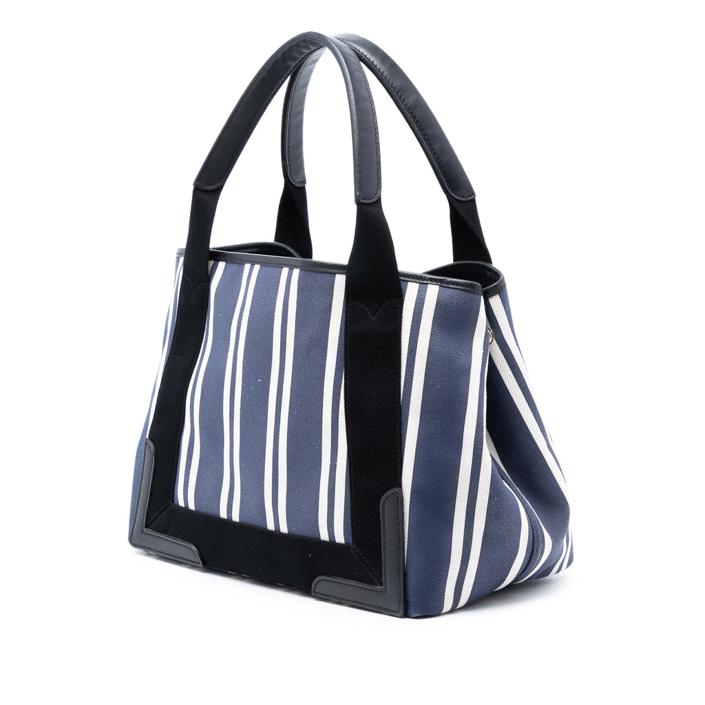 Sac Balenciaga Toile Striped Navy Cabas S – photo 2