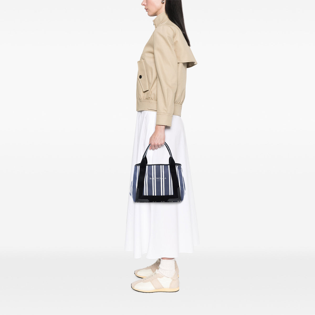 Sac Balenciaga Toile Striped Navy Cabas S – photo 7