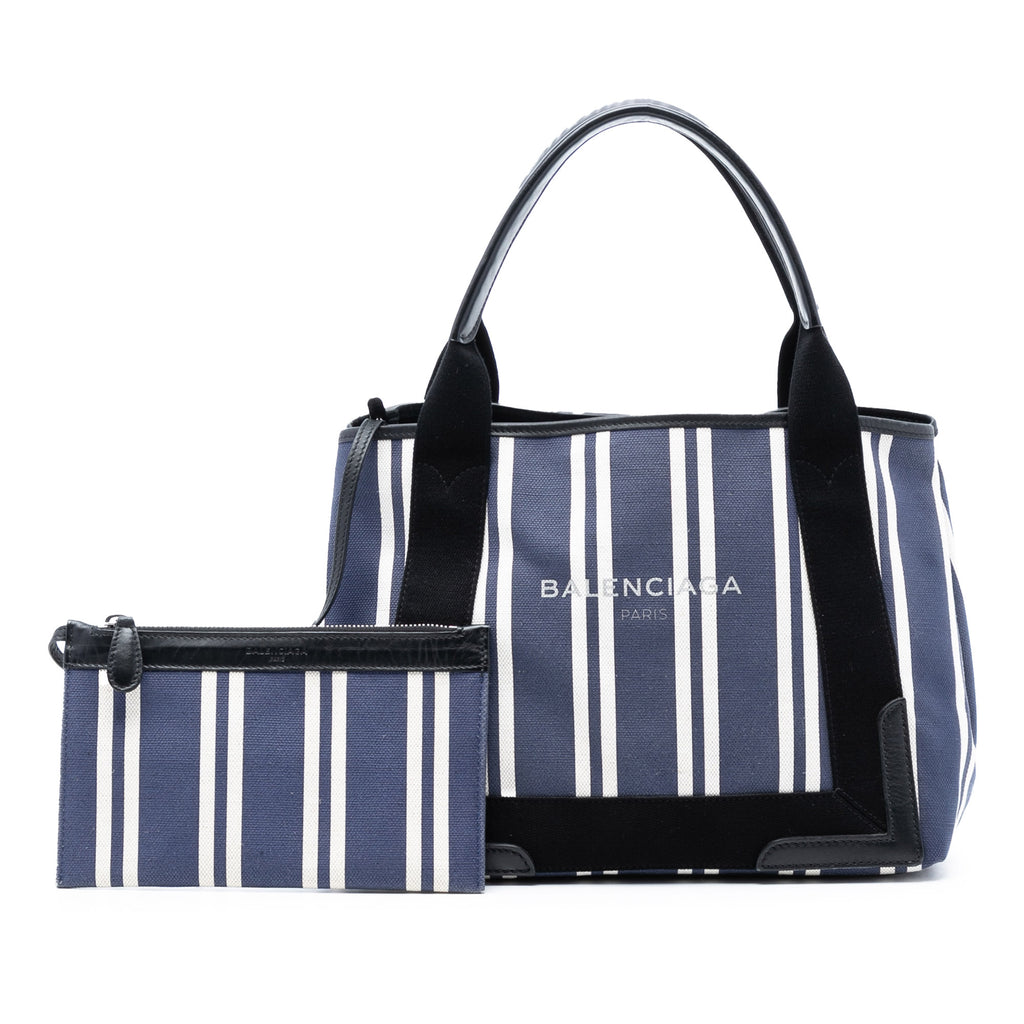 Sac Balenciaga Toile Striped Navy Cabas S – photo 8