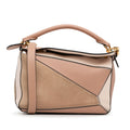 Sac Loewe Small Tricolore Cuir de veau and Daim Puzzle Sac à main - Marron