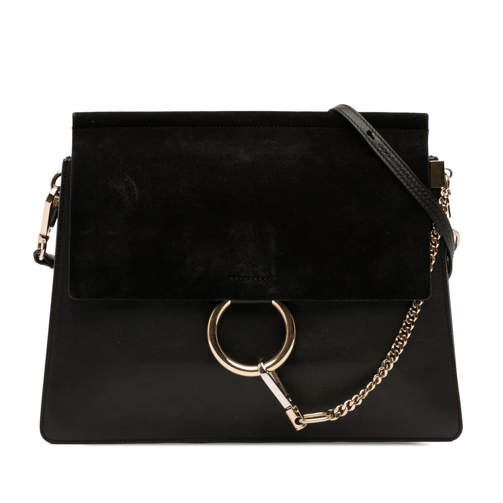 Sac Chloé Medium Cuir de veau and Daim Faye Bandoulière - Noir