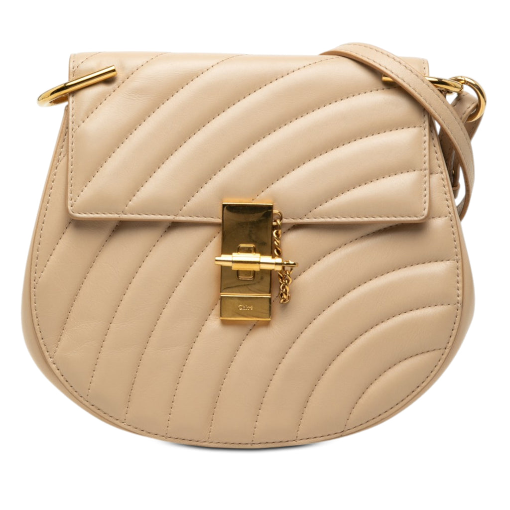 Sac Chloé Small Quilted Cuir Drew Bijou Bandoulière - Beige