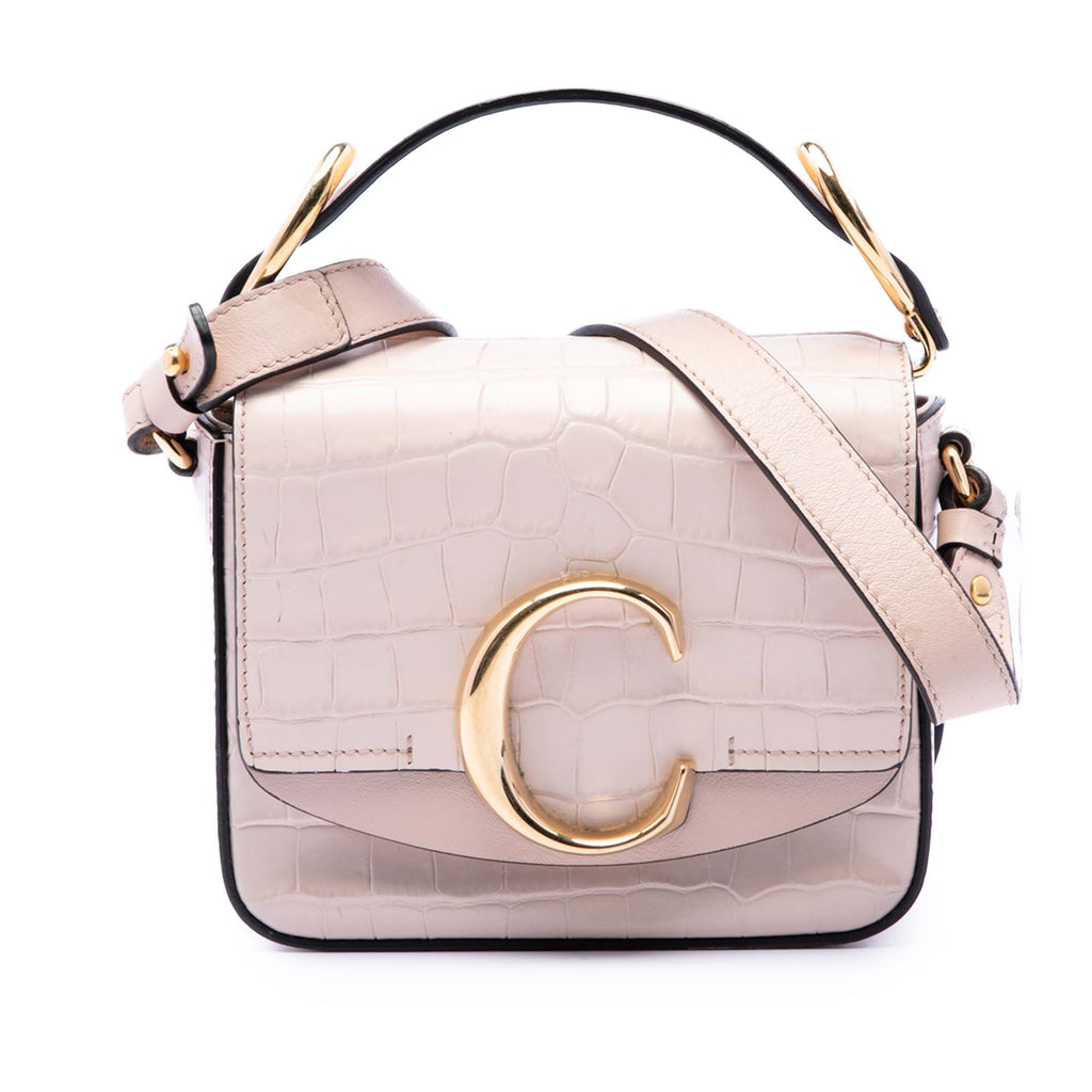 Sac Chloé Mini Croc Embossed Cuir de veau C Sac à main - Rose