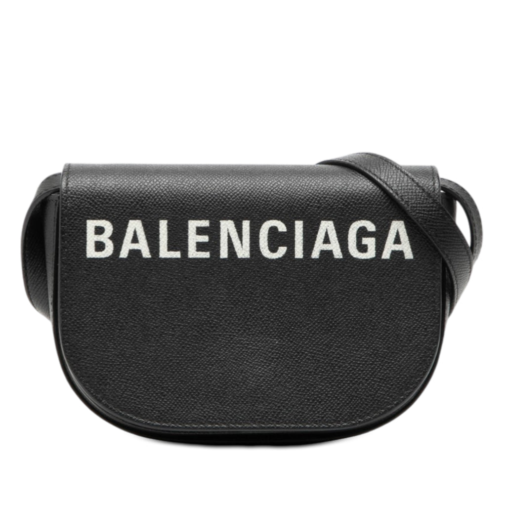 Sac Balenciaga Grained Cuir de veau Logo Ville Day Bandoulière XS - Noir