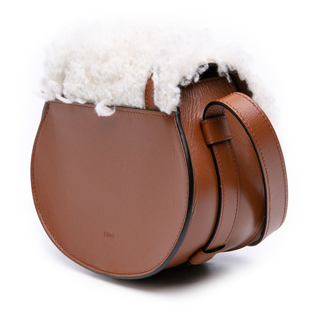Sac Chloé Mini Shearling and Cuir de veau Marcie Saddle Bandoulière – photo 2