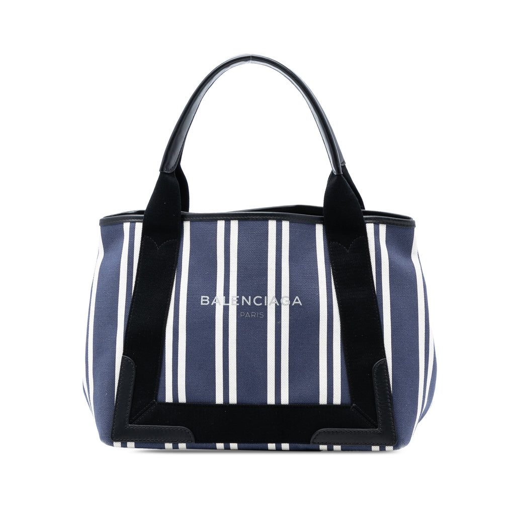 Sac Balenciaga Toile Striped Navy Cabas S - Bleu
