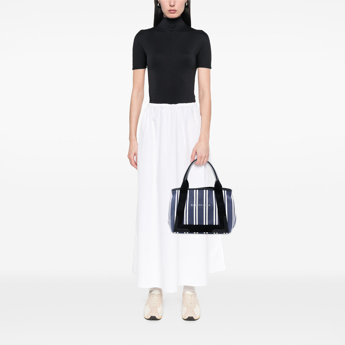 Sac Balenciaga Toile Striped Navy Cabas S – photo 7