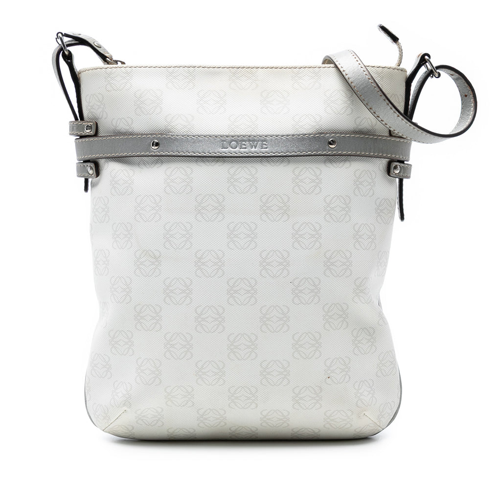 Sac Loewe Anagram Coated Toile Bandoulière - Blanc