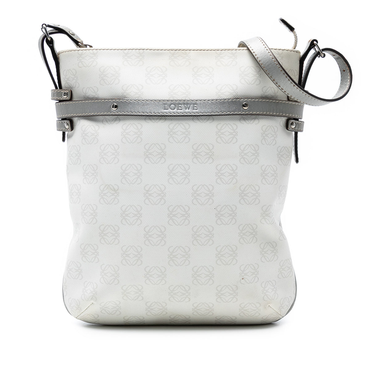 Sac Loewe Anagram Coated Toile Bandoulière - Blanc