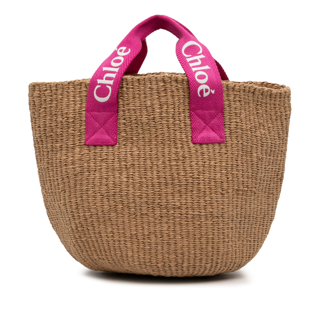 Sac Chloé Mifuko Kids Natural Fiber Woody Basket Cabas - Marron
