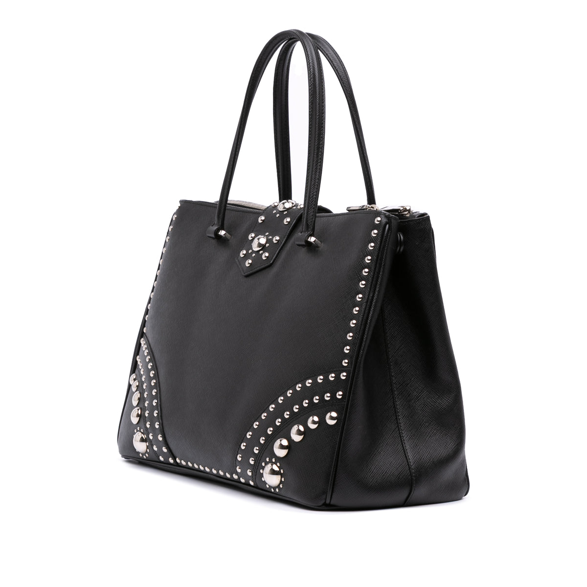 Sac Prada Saffiano Turnlock Double Zip Clouté Cabas – photo 2