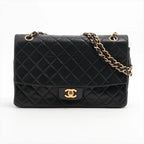 Sac Timeless Medium Classic Matelasse Lambskin Single Flap en cuir noir