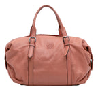 Sac Loewe Embossé Cuir Anagram Boston Bag - Orange