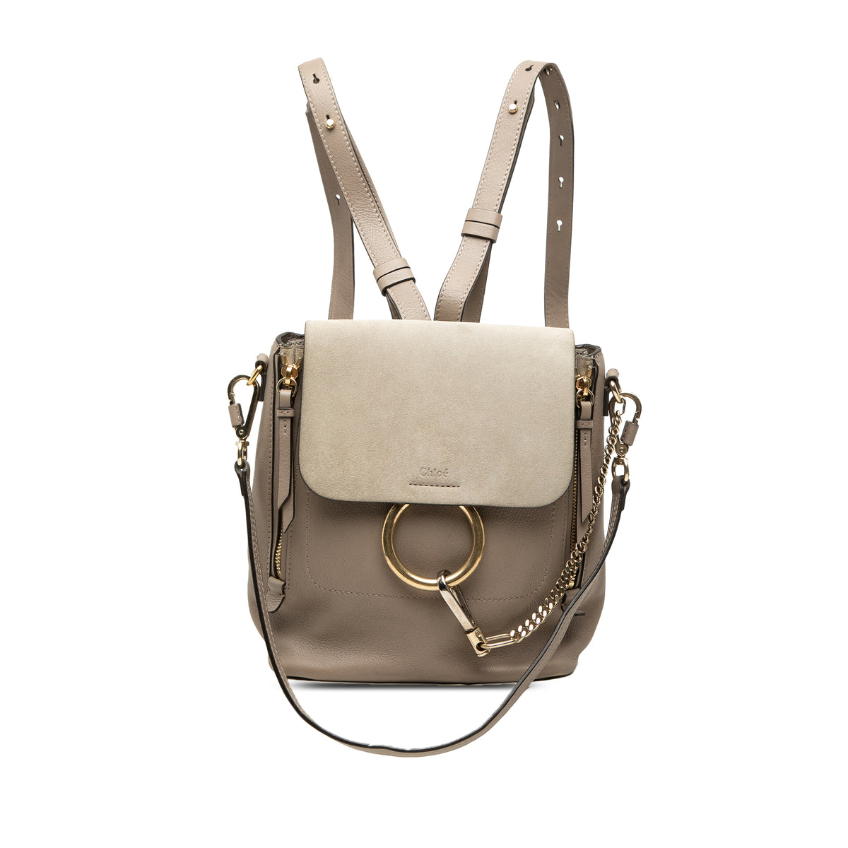Sac Chloé Small Cuir de veau and Daim Faye Sac à dos - Marron