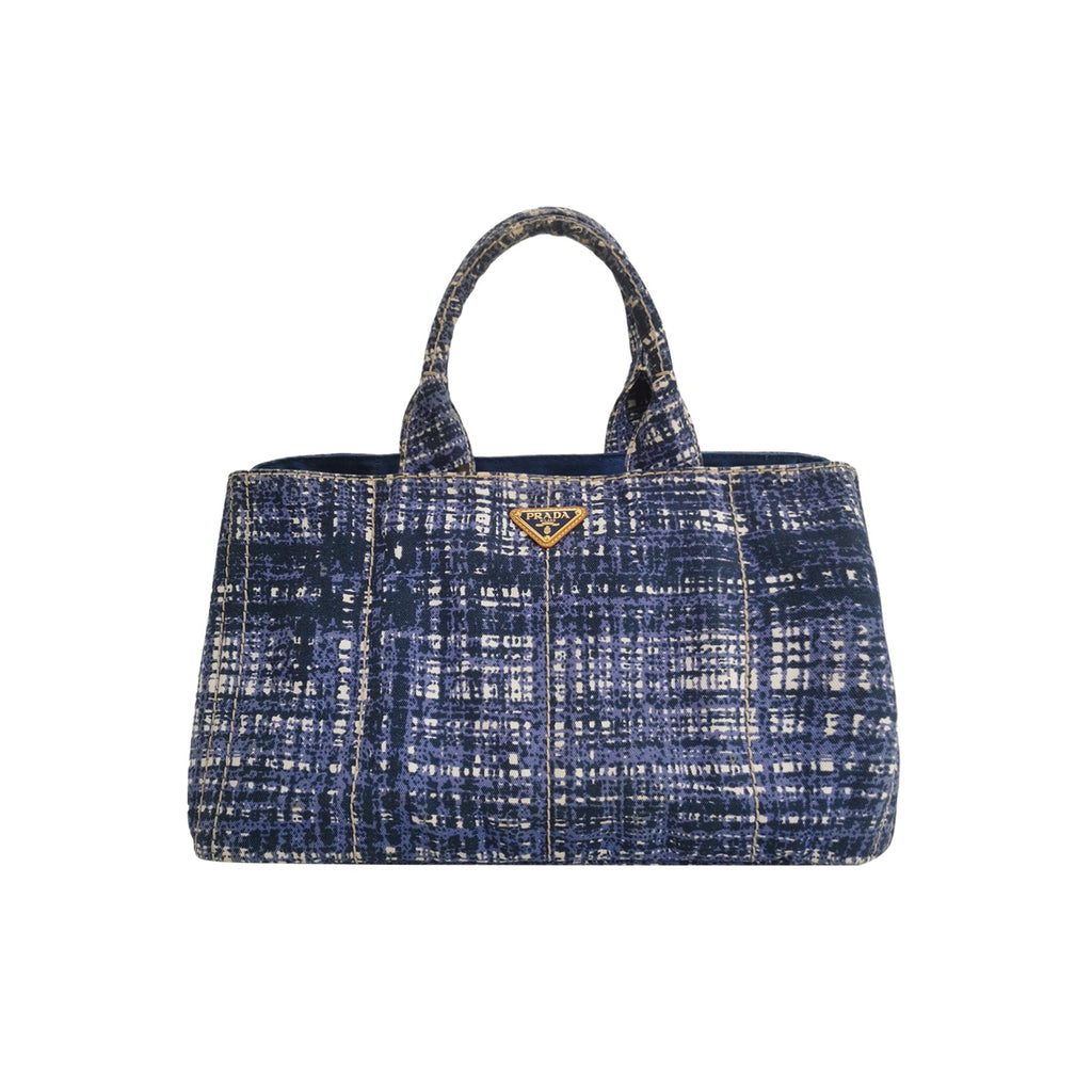 Sac à main Canapa en toile bleu Prada