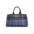Sac à main Canapa en toile bleu Prada
