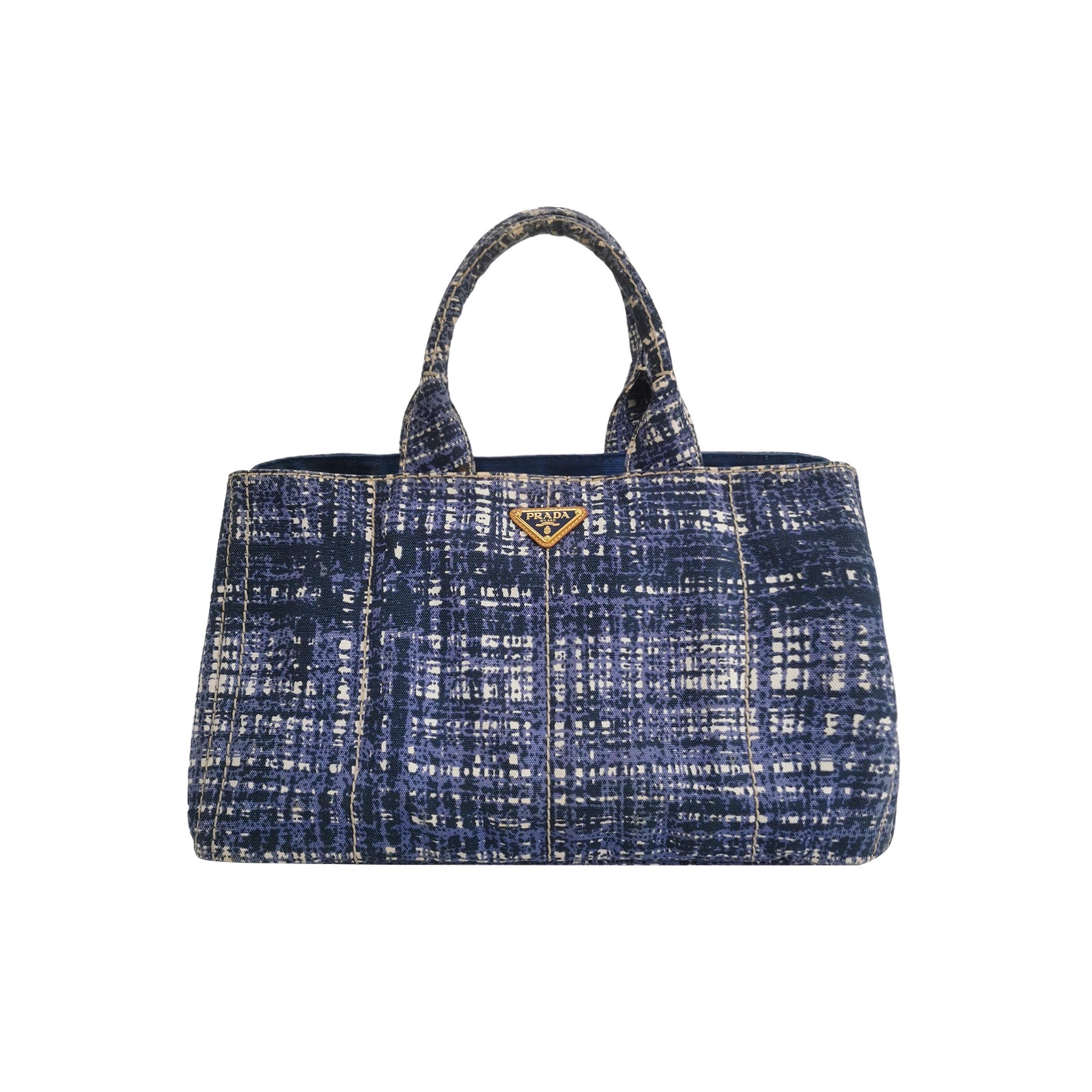 Sac à main Canapa en toile bleu Prada