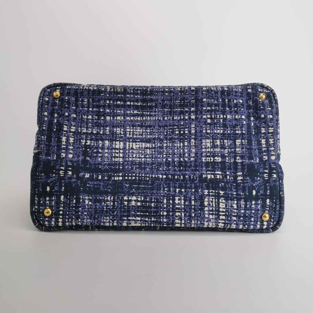 Sac à main Canapa en toile bleu Prada