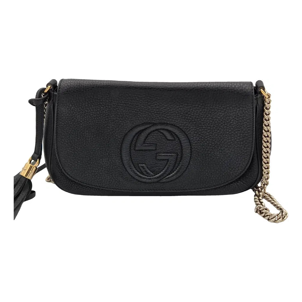 Sac à main en cuir noir Soho Long Flap