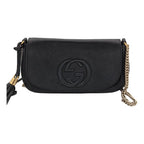 Sac à main en cuir noir Soho Long Flap