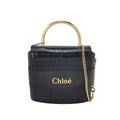Sac Abbey Rock Chain en cuir noir Chloé