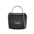 Sac Abbey Rock Chain en cuir noir Chloé