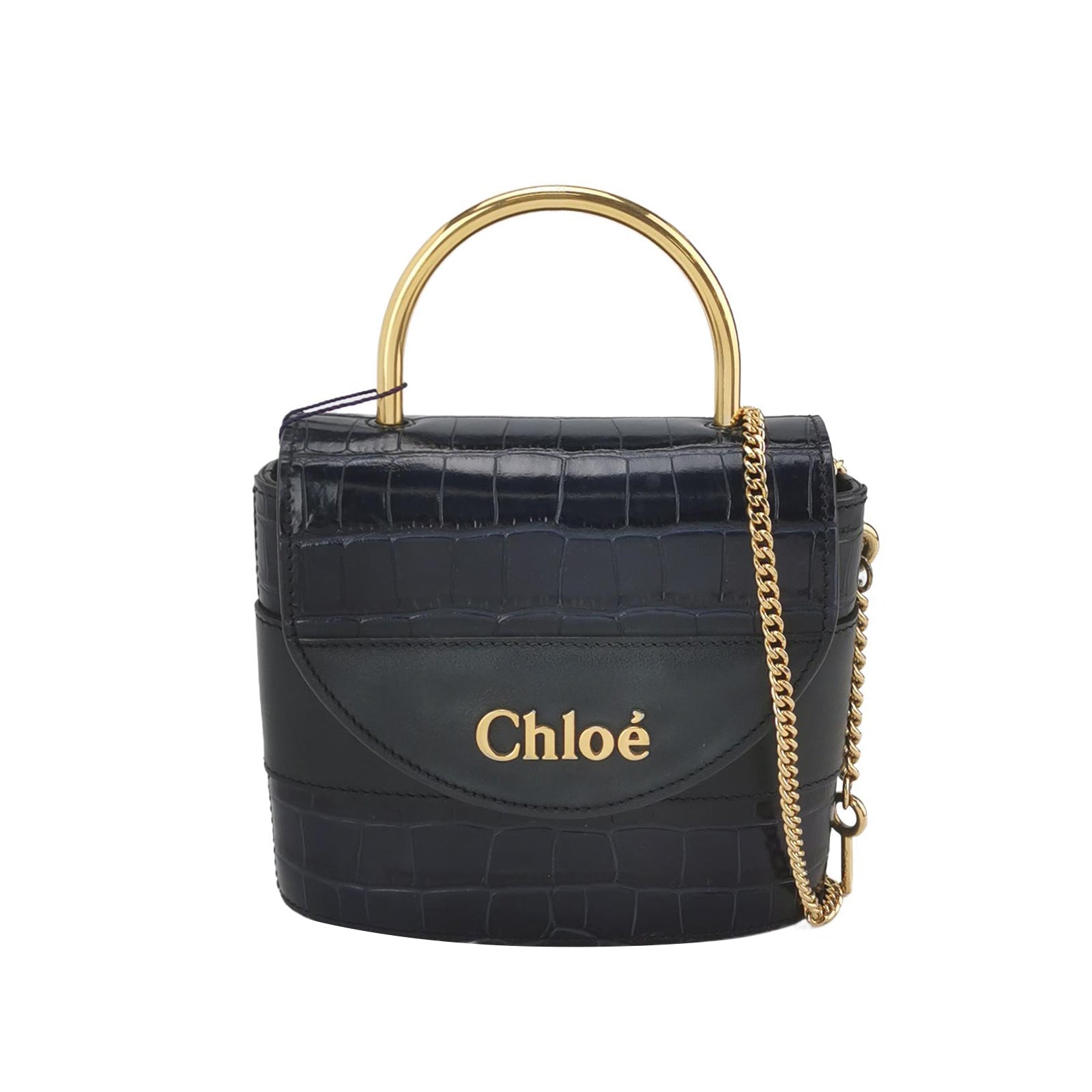Sac Abbey Rock Chain en cuir noir Chloé