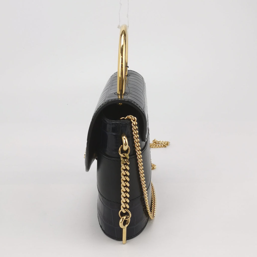 Sac Abbey Rock Chain en cuir noir Chloé