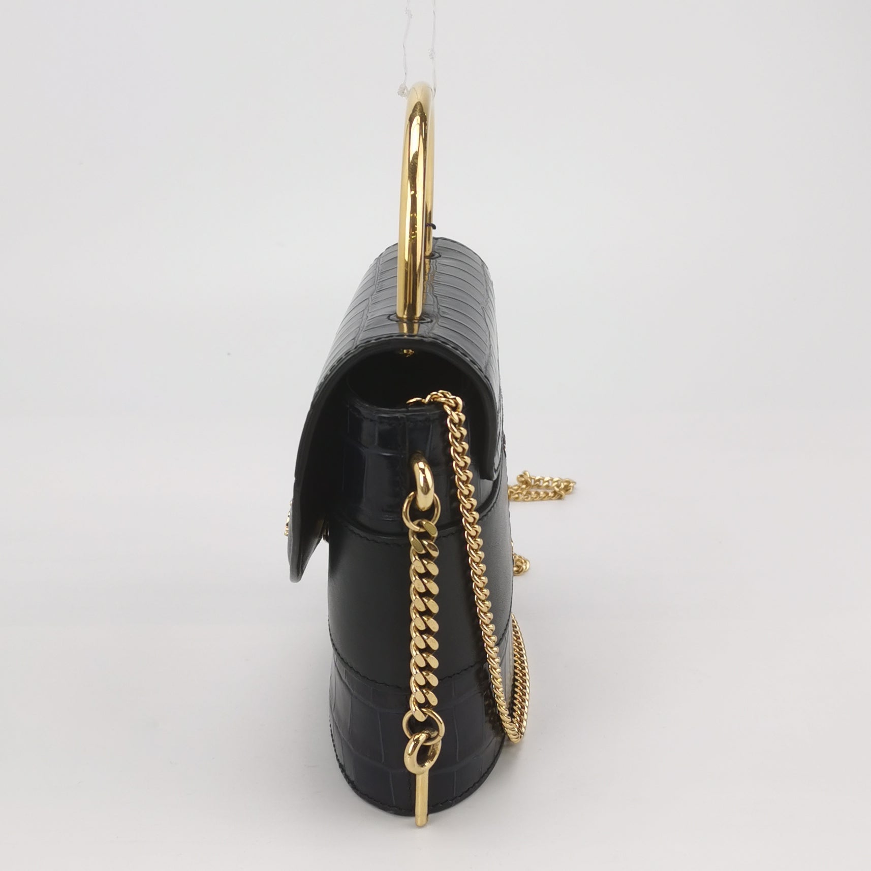 Sac Abbey Rock Chain en cuir noir Chloé