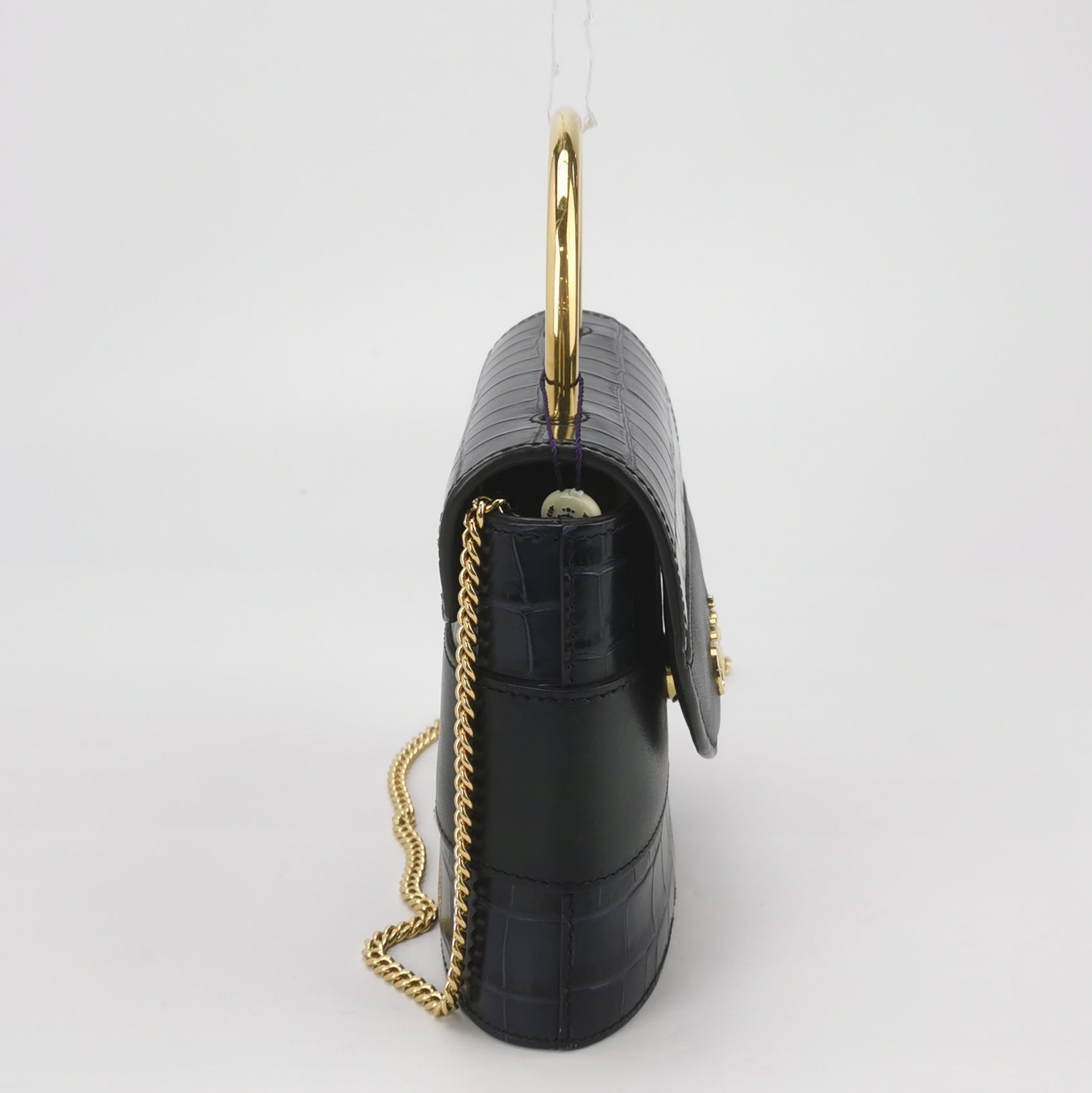 Sac Abbey Rock Chain en cuir noir Chloé