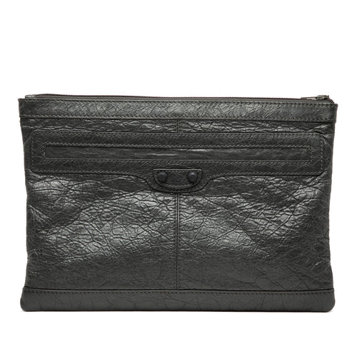 Sac Balenciaga Cuir d’agneau Motocross Classic Clip Pochette M - Noir