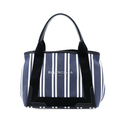 Sac Balenciaga Toile Striped Navy Cabas S - Bleu