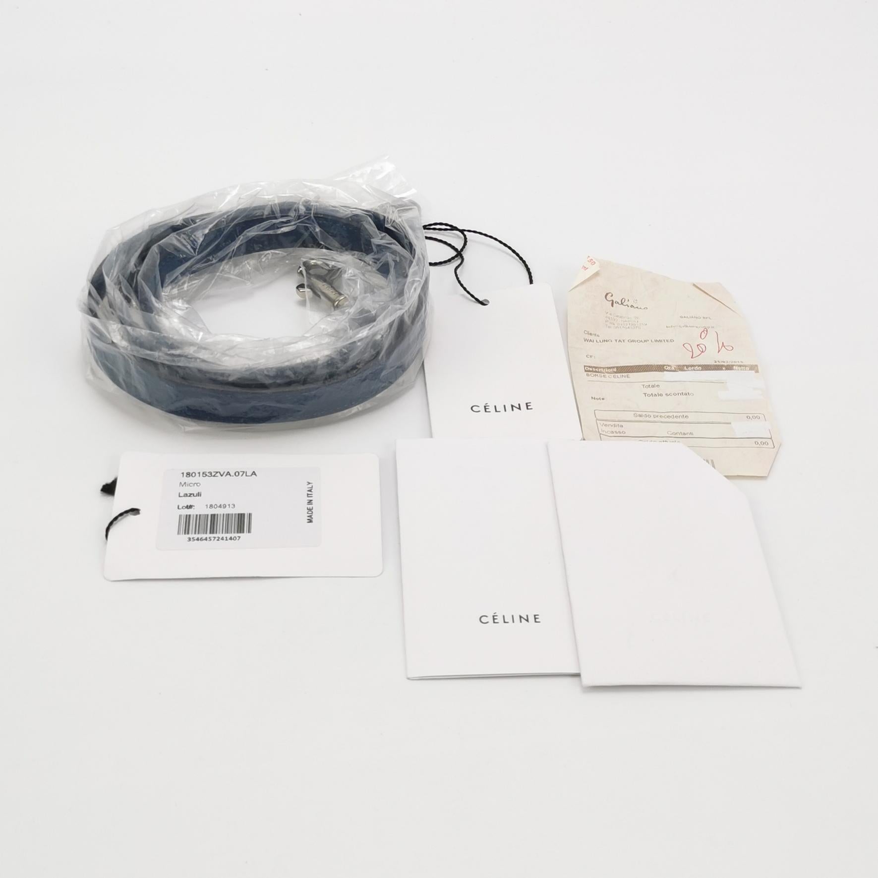 Sac Belt Micro en cuir bleu Celine