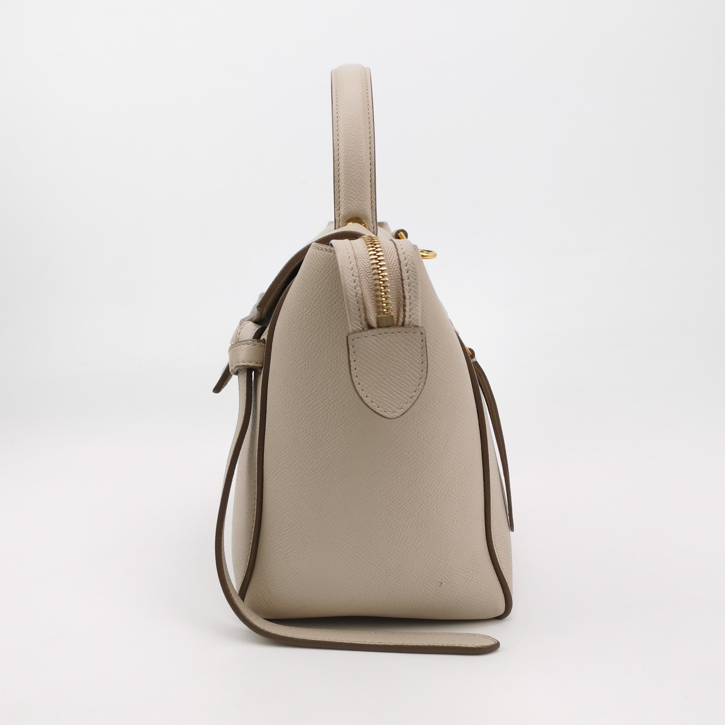 Sac Belt Mini en cuir beige Celine